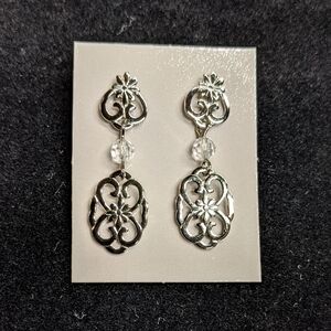 AVON Vintage Nostalgic Reflections Dangle Pierced Earrings, Silver-tone, NOS